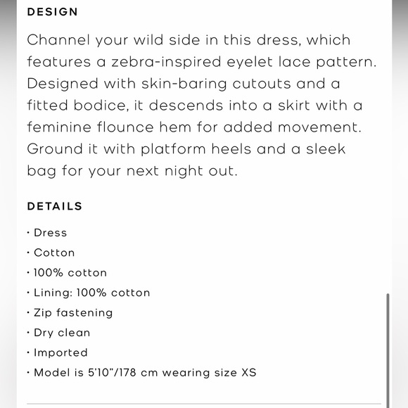 Michael Kors eyelet detailing/zebra pattern cut-out white cotton minidress . - Picture 8 of 10